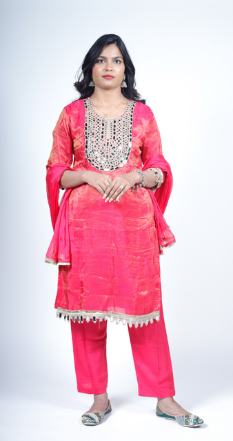 Dark Pink Mirror Three Piece Suit